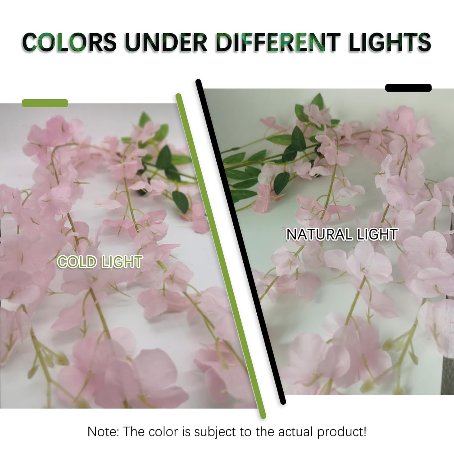 12 Pack Pink Wisteria Hanging Flowers Garland, 3.77 Feet Artificial Flower Vines, Fake Wisteria, Artificial Vines Hanging Garland For Backdrop Outdoor Yard Garden Decor