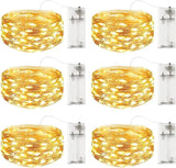 6 Pack Battery Operated Fairy Lights 6.6FT 20 LED Copper Wire Firefly Twinkle String Lights Warm White Waterproof Mini Lights for Bedroom Wedding Party Christmas Decor