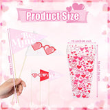 6 Pack Valentine'S Day Plastic Gift Boxes With Label Flags, Clear Pink Heart Gift Basket Empty To Fill Scalloped Candy Containers Popcorn Boxes For Galentine'S Day Valentines Party Supplies