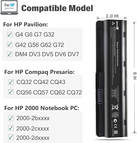 MU06 Laptop Battery Replacement for HP Pavilion G6 G7 G62 DV6 CQ42 5200mAh