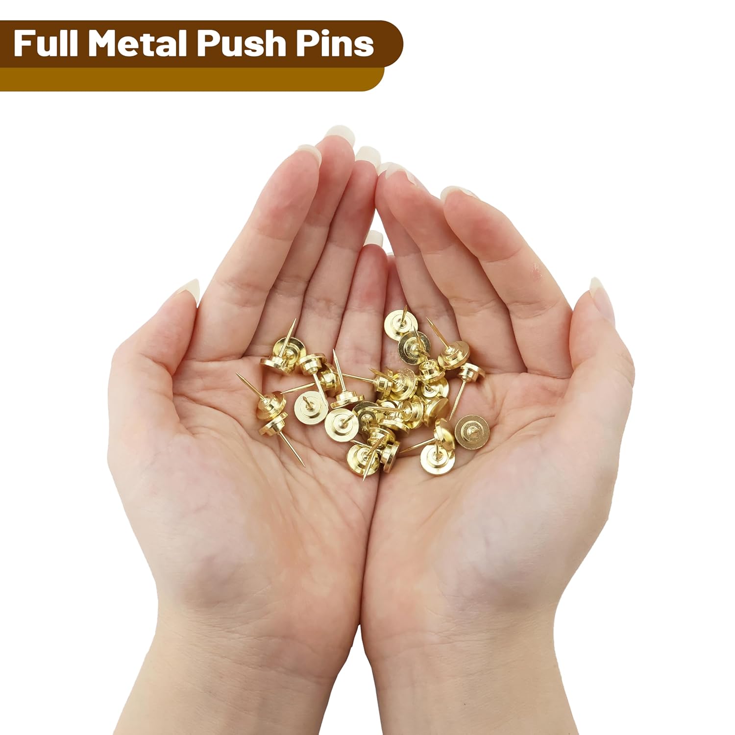 30 Pcs Metal Push Pins Gold Thumb Tacks Or For Cork Board Bulletin Board, Photos Wall Maps,Picture Hanging And Other Offices Schools Supplies Christmas Decoration