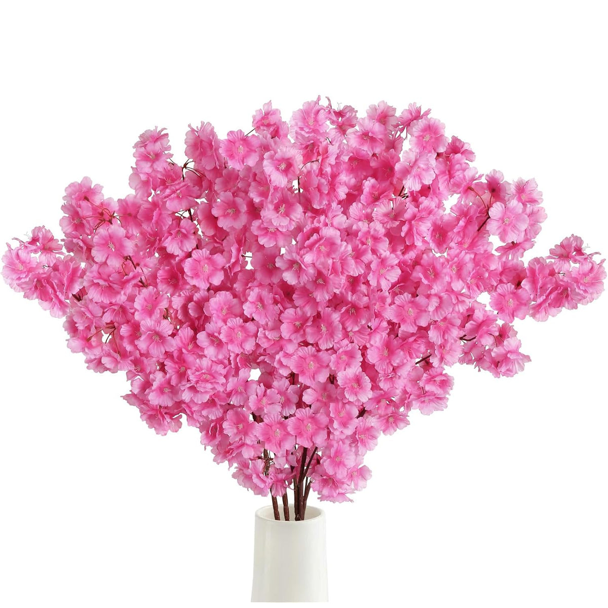 Cherry Blossom Branches 43.3In Long Stem Artificial Flowers Cherry Blossom Flowers Silk Flowers Faux Flowers Arrangements For Tall Vase For Wedding Home Bedroom Party Decor (Dark Pink)