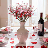 Valentines Day Decorations 16 Pack Valentines Day Picks, Valentines Day Floral Picks With Pink Hearts & Red Berries,Valentine'S Day Heart Pick For Vase, Home