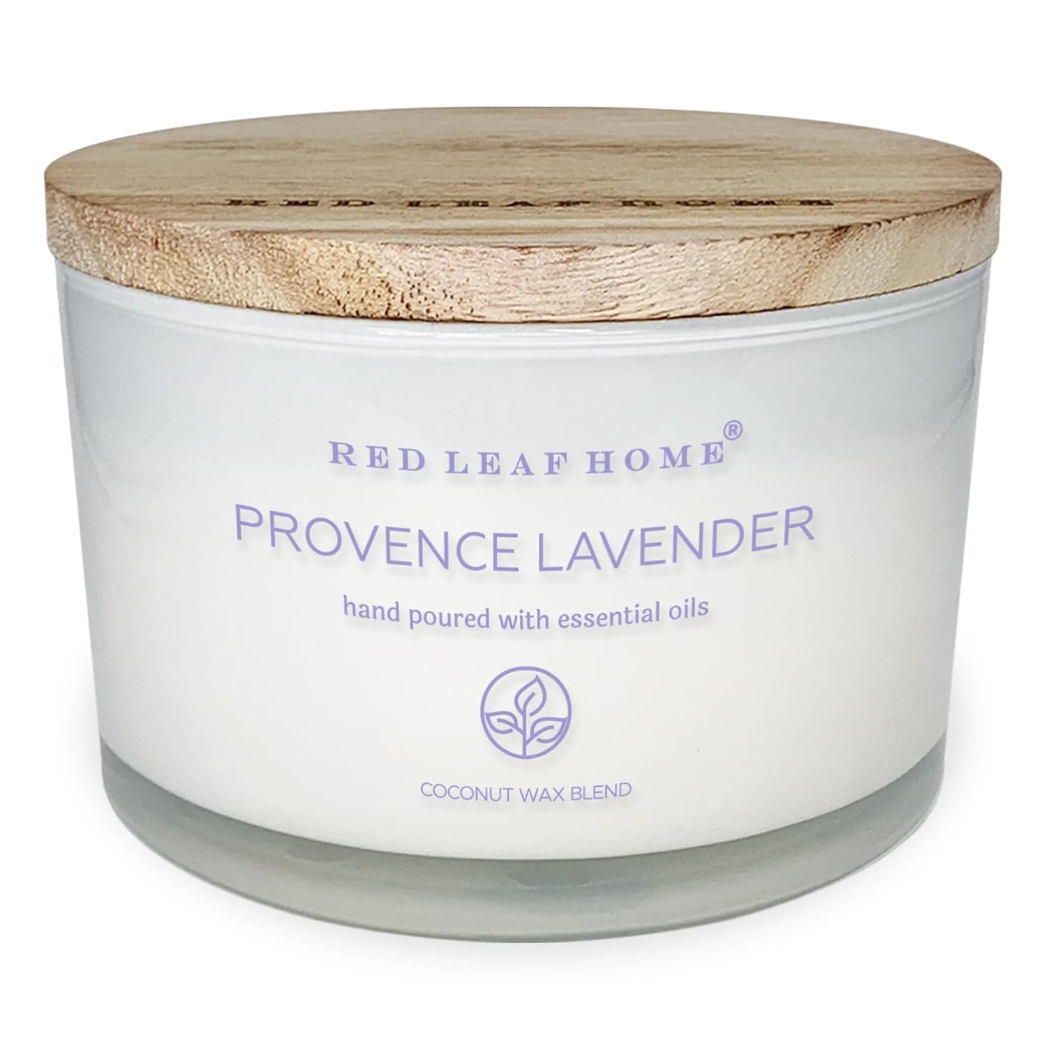 Provence Lavender Scented Glass Jar Candle | Includes Wooden Lid, Large | Aromatherapy | Fresh Scents Collection | 16.5Oz