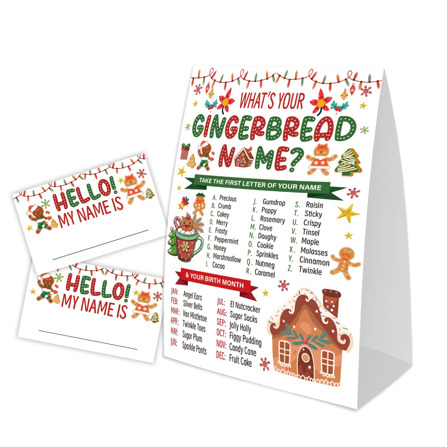What'S Your Gingerbread Name For Baby Shower Game, Christmas Party Decorations, Pack 1 Sign And 30 Name Stickers, Christmas Baby Shower Games, Gender Neutral Party Supplies(Wsmzyx02)