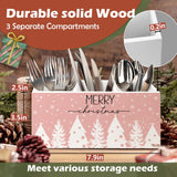 Merry Christmas Kitchen Utensil Holder, Pink Christmas Xmas Tree Snowflake Wooden Utensil Holder Organizer For Kitchen Countertop Counter Shelf Table Decor