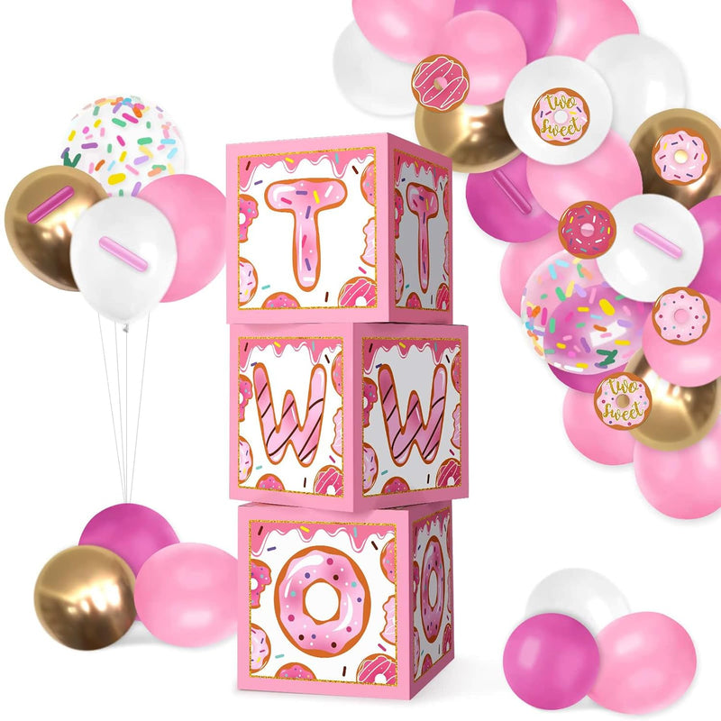 Donut Two Sweet Birthday Party Supplies Balloons Boxes Decoration Past