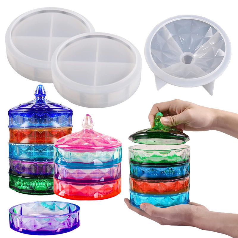 Multi-Layer Box Resin Mold With Lid, Silicone Storage Box Mould For Epoxy Casting, Stackable Organizer Decor Container For Storage Jewelry Trinket Candy Diy Crafts