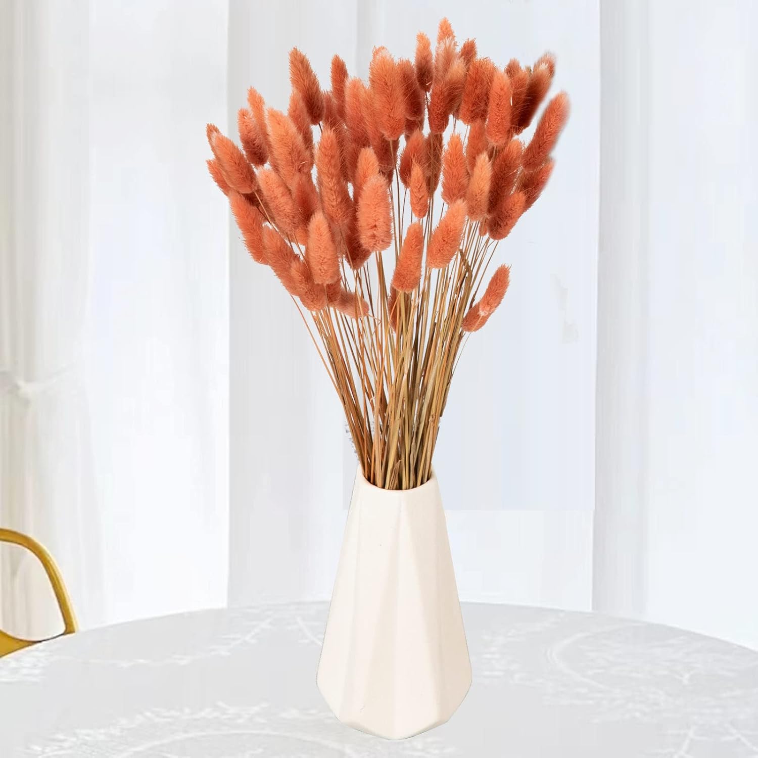 Natural Bunny Tails Dried Flowers - 120 Pcs Rabbit Tail Grass, Lagurus Ovatus For Boho Decor, Dried Pampas Grass Dry Flower Arrangements For Wedding Party Home Kitchen Office Decorations (Retro Pink)