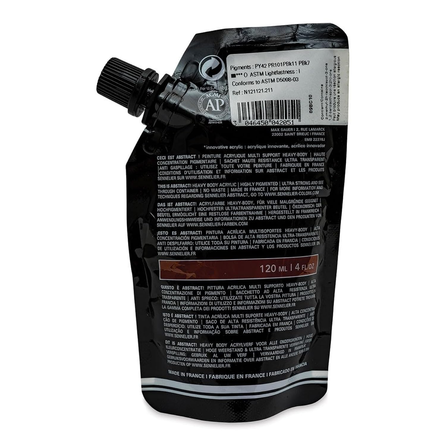 Sennelier Abstract Acrylic Paint Pouch, 4.05 Fl Oz (Pack of 1), Burnt Sienna