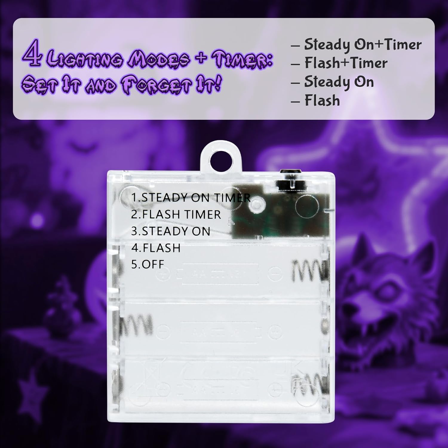 Purple Fairy Lights Outdoor Waterproof 9.8Ft 30 Led, Purple Halloween Lights Battery Operated With Timer For Indoor & Ou