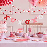 3Pcs Valentines Day Decorations Felt Pompom Banner Xoxo Love Felt Ball Pre-Assembled Hanging Banner Happy Valentine'S Day Garland For Wedding, Anniversary, Mantle, Wall, Party Supplies