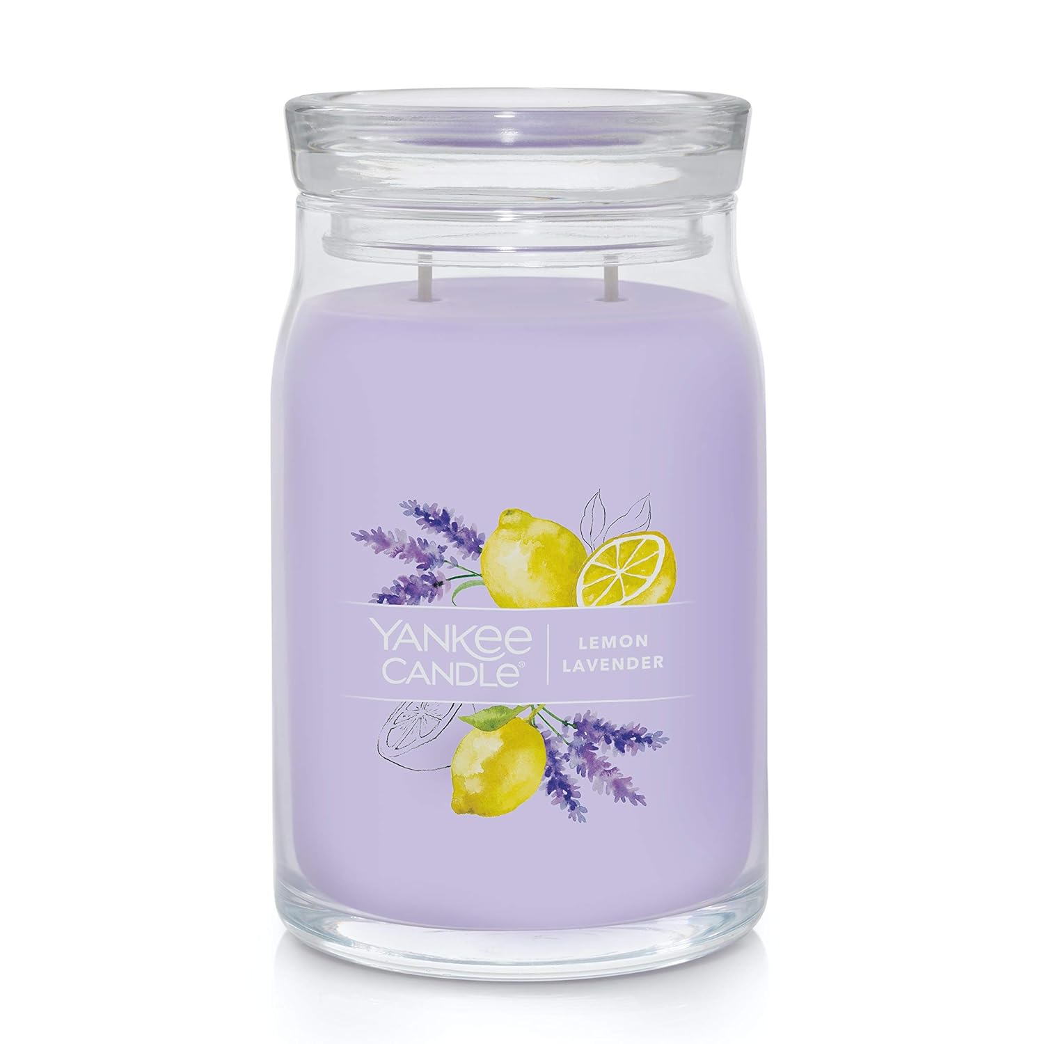 Yankee Candle Lemon Lavender Scented, Signature 20oz Large Jar 2-Wick Candle, Over 60 Hours of Burn Time