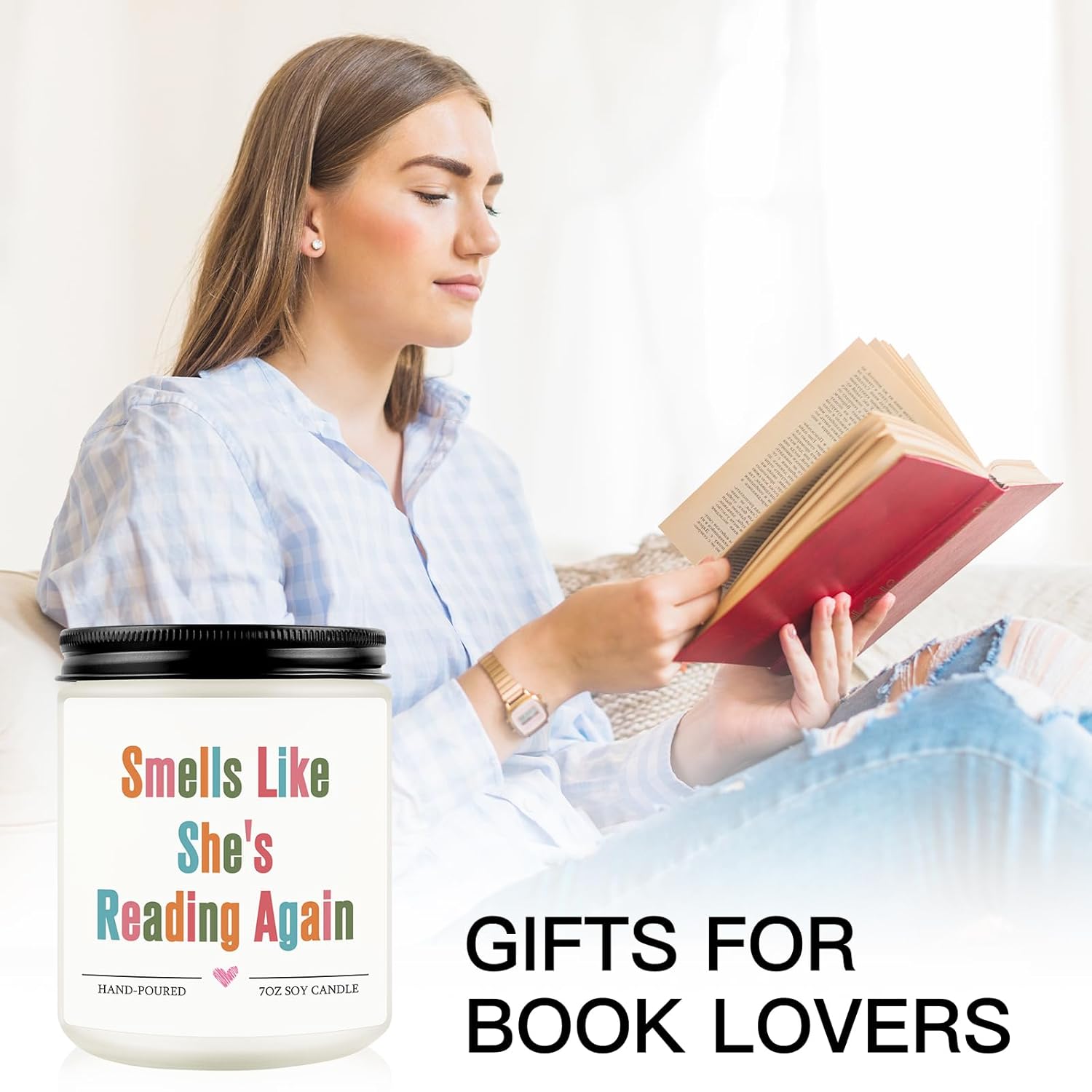Funny Gifts For Book Lovers Women, Readers Gifts, Bookish Present, Reading Candle, Funny Birthday Book Day Gift For Bookworm, Librarian, Books Lover