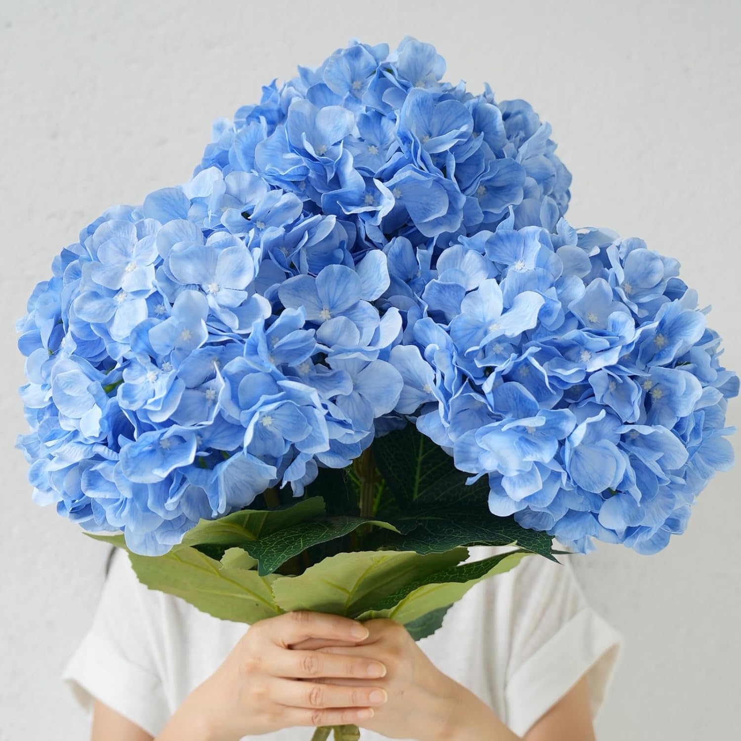 3 Pcs 26" Huge Extra Large Faux Silk Blue Hydrangea Artificial Flowers, Fake Flower With Long Stems, For Wedding Christmas Centerpiece Large Vase Home Decor