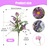 4 Bundles Spring Flowers Artificial Fake Wildflowers Bouquet Purple Daisy Flowers Faux Flower Arrangements Silk Flowers For Home Decor Indoor Table Centerpieces Vase Office