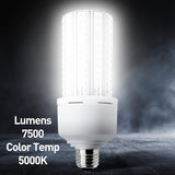 LED Corn Light Bulbs 2 Pack 600W Equivalent 7500LM E26/E27 Cool Daylight Large Area Garage Warehouse Lights