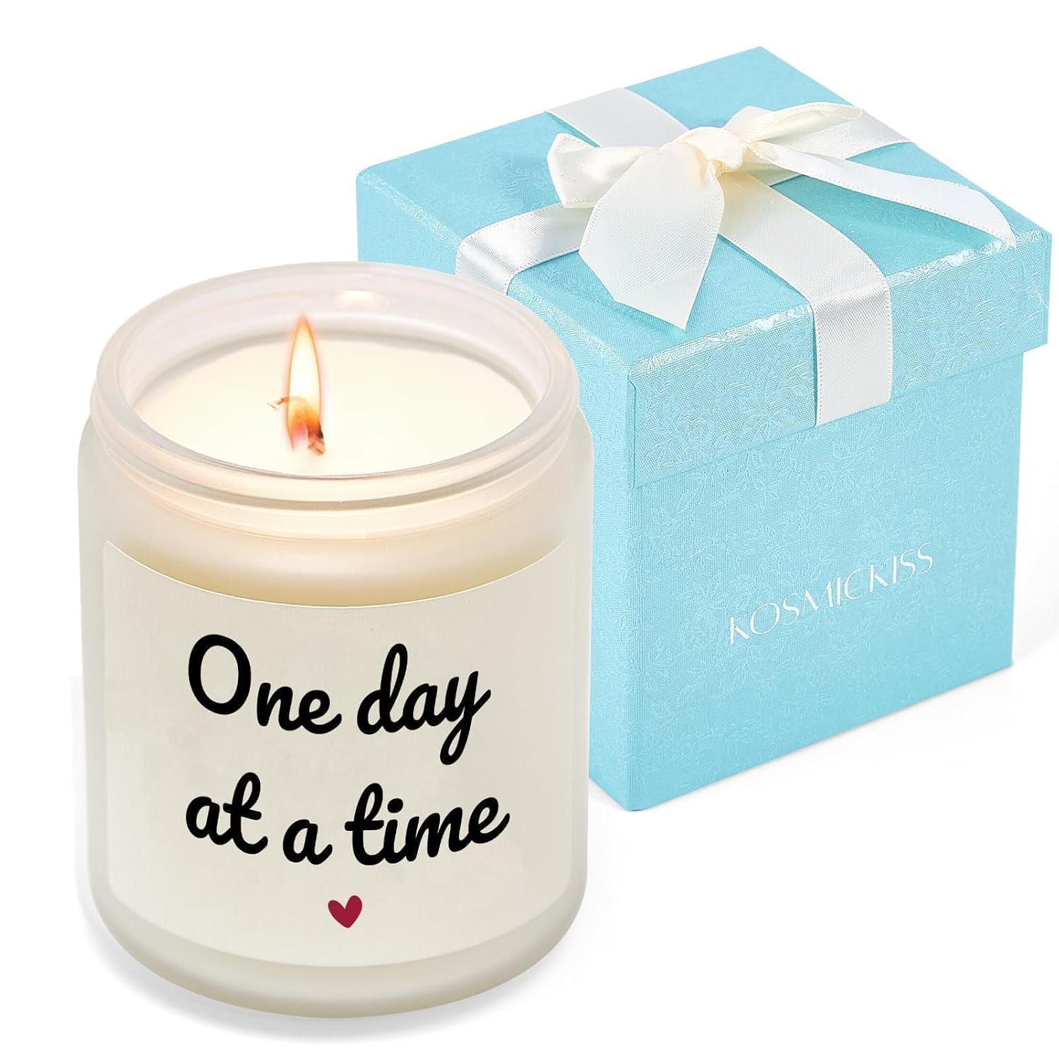 Get Well Gifts For Women, Breast Cancer Care Gifts For Women, Thinking Of You Gift, One Day At A Time Present-Sympathy Encouragement Lavender Scented Soy Wax Candle, 9Oz