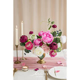 Marsala & Cream Artificial Flowers Peony Flowers Combo For Diy Wedding Bouquets Centerpieces Arrangements Party Baby Shower Home Decorations