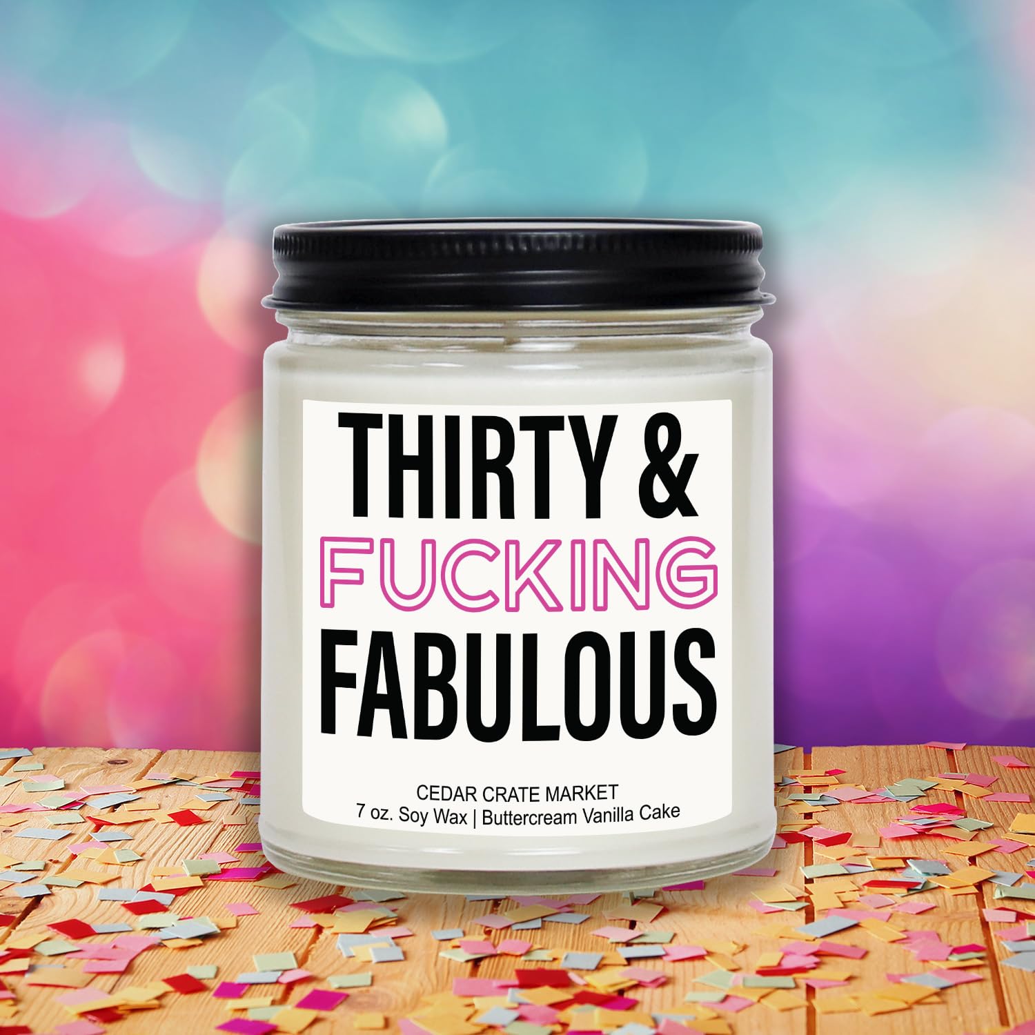 30Th Birthday Gifts For Her - 30 & Fabulous, Buttercream Vanilla Scented With Sprinkles On Top, Funny Bday Candles For Women Mom, Friends, Wife, Sister, Handmade Aromatherapy, 100% Soy Usa Made