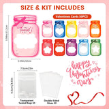 Valentines Day Cards For Kids Classroom – 50 Pack Candy Jar Colorful Valentine Cards With Treat Bags, Cute Kids Exchange Cards For School Activities & Parties (Candy Not Included)