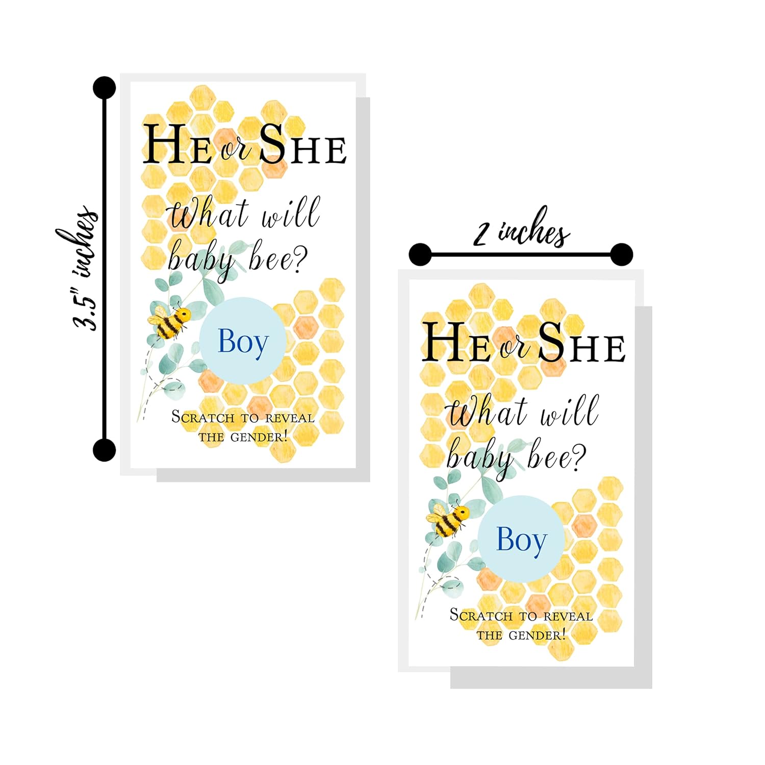 It'S A Boy Gender Reveal Scratch Off Cards | Gender Reveal Party Scratch Offs | Bee Theme Gender Reveal Games Party Favors | Baby Shower | Gender Announcement (It'S A Boy)