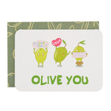 Cute Pun I Love Card With Envelope – “Olive You” – Funny Romantic Greeting Card For Valentines Day, Anniversary, Or Birthday | Pairs Well With Gifts For Men And Women