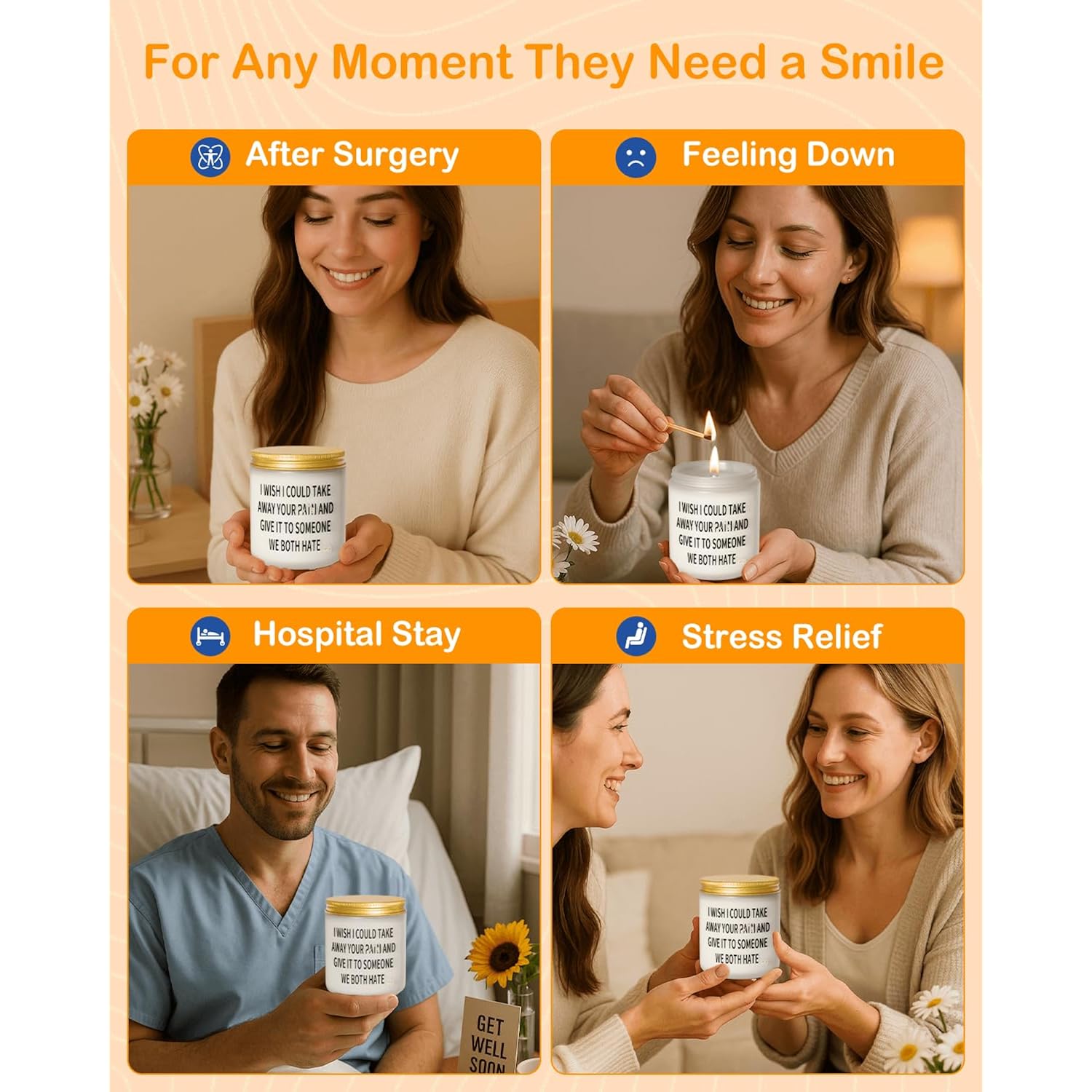 Get Well Soon Gifts For Women Men, Funny Present For Her Him After Surgery, Feel Better Candle Gift For Mom Sick Friends, Recovery, Sympathy, Cancer Comfort, Grieving, Divorce, Thinking Of You Gift