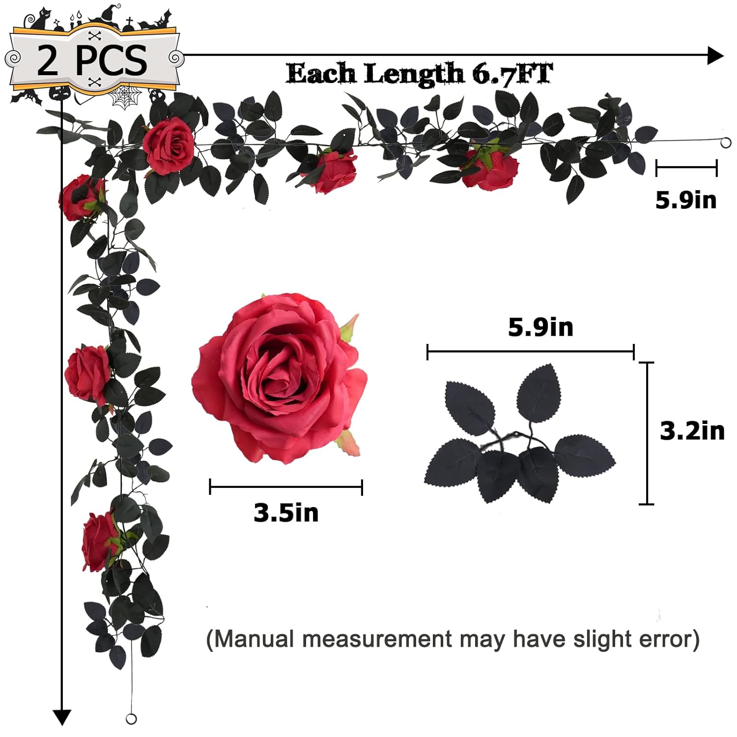 2 Pack Artificial Burgundy Flower Head Garland Each 6.7Ft Fake Rose Vine Hanging Rose Garland For Door Stairs Table Centerpiece Arrangement Wall Decor