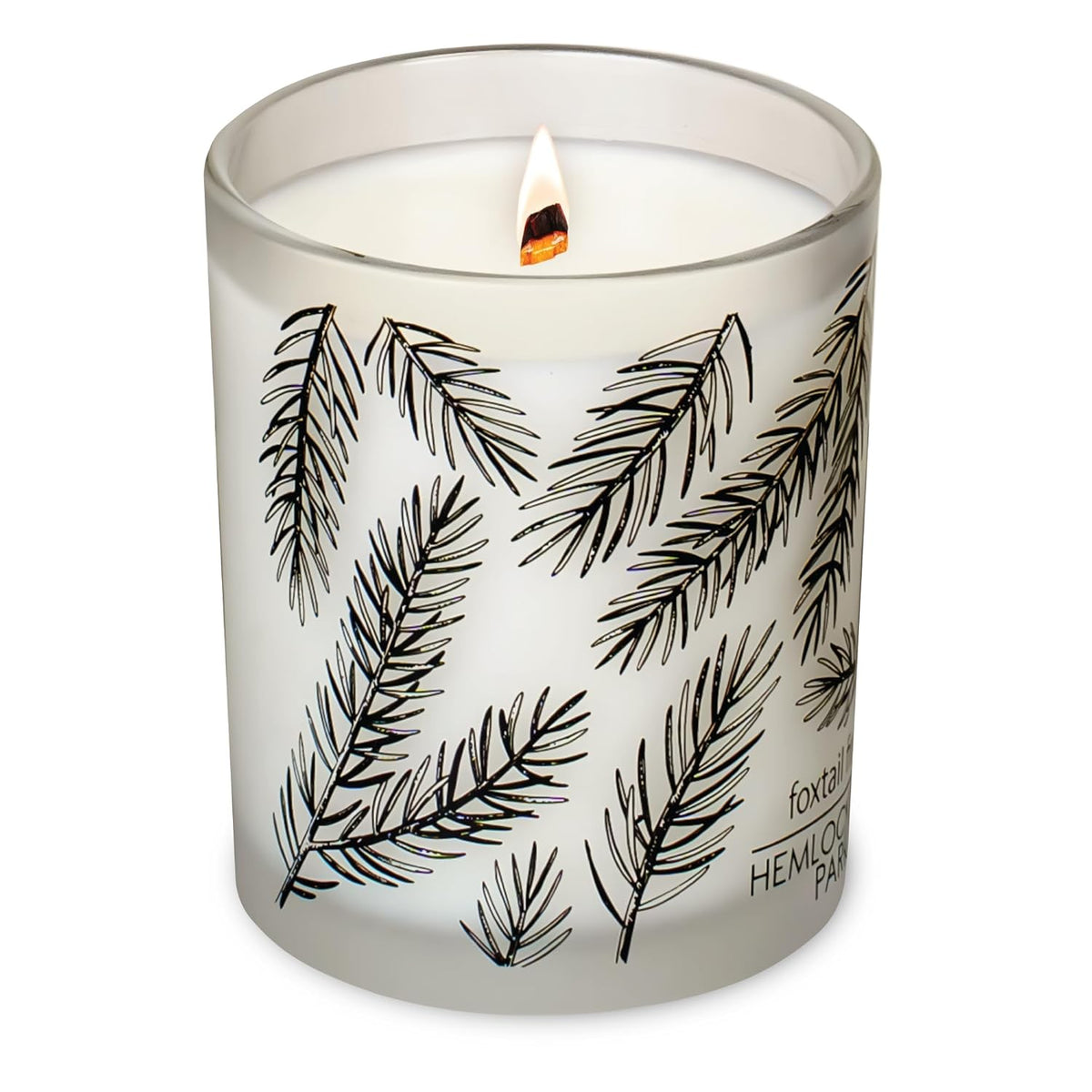 Frosted Jar Wood Wick Candle Handcrafted With Natural Coconut Wax (Standard 7.2 Oz, Foxtail Fir)