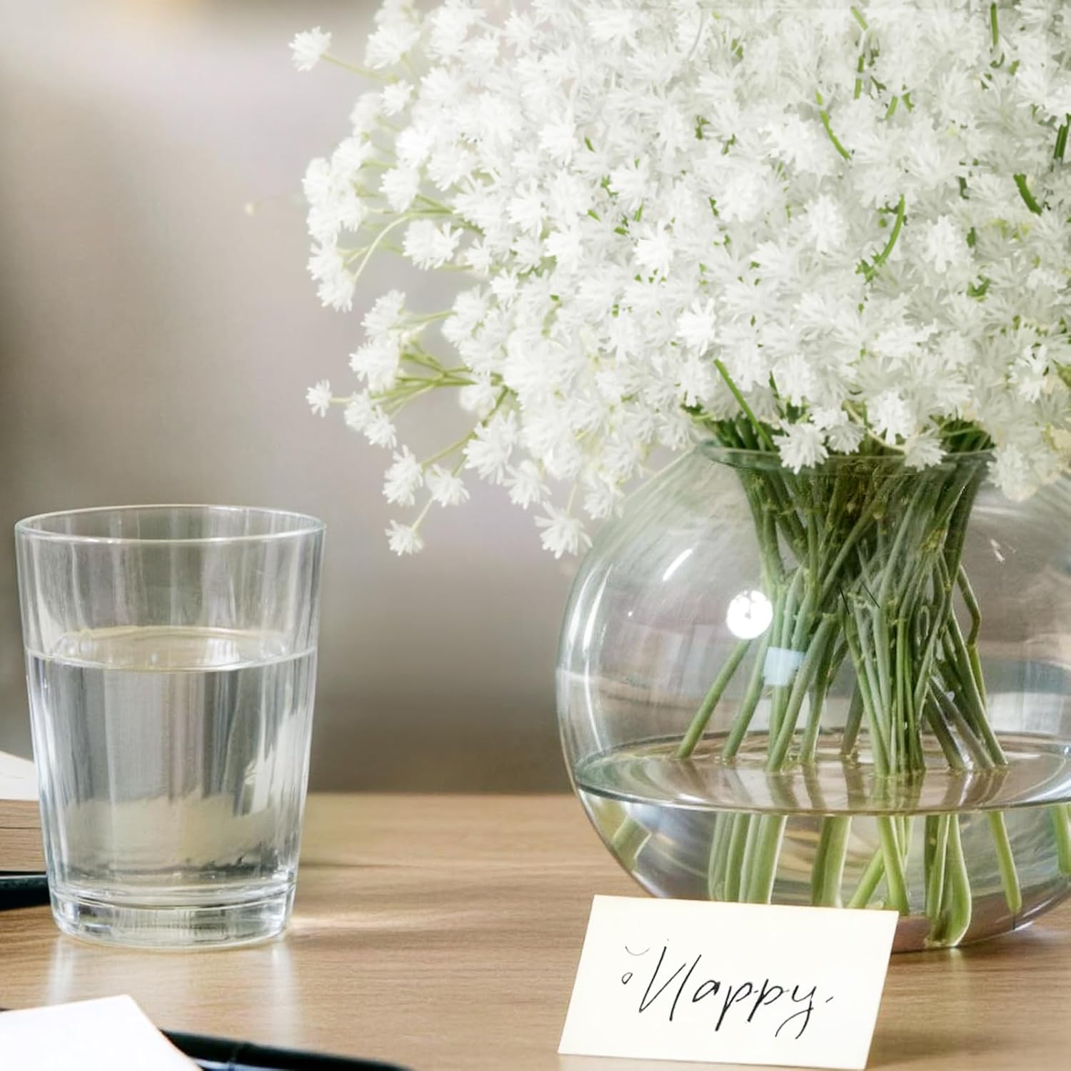 Baby Breath Artificial Flowers Bulk White, 15 Pcs Real Touch Faux Gypsophila Bouquets For Party Centerpieces,Wedding Arch, Diy Floral Arrangements, Event Decor, White