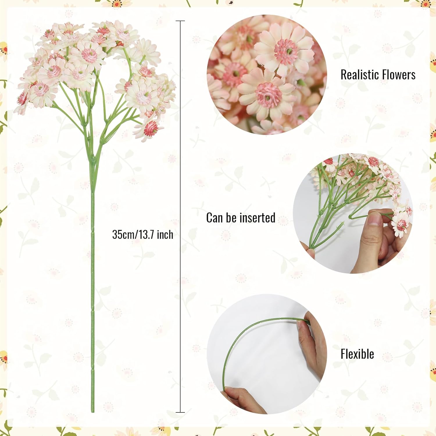 Artificial Daisy Flowers 10 Bundles,Fake Wildflowers With Stems For Wedding Centerpiece Arrangements Indoor Outdoor Decoration,Pink