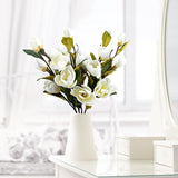 2 Pcs 41Inch Artificial Magnolia Flowers 3D Real Touch 8 Heads Faux Magnolia Flowers Realistic Long Stem With Green Leaves For Home Wedding Table Office Floral Arrangement Decoration (White)