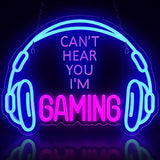 Large Gaming Neon Sign USB Dimmable LED Headset Wall Decor for Game Room Bedroom