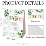 61 Pieces Don'T Say Baby Sign 5 X 7 Inch Baby Shower Games And 60 Mini Clothespins Shower Games For Guests Prizes With Pins For Gender Reveal Favors Party Decorations(Greenery Style)