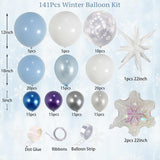 140Pcs Winter Wonderland Balloon Arch Kit - Blue, White,Silver Gold Snowflake Balloons For Snowman Party, Princess,Boy Winter Wonderland Baby Shower Birthday Decorations,Blue Christmas Decor