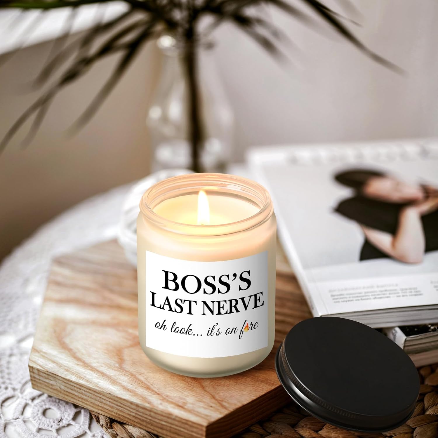 Boss Lady Gifts, Best Boss Gifts For Christmas, Birthday - Lavender Scented Candle (7 Oz, White)