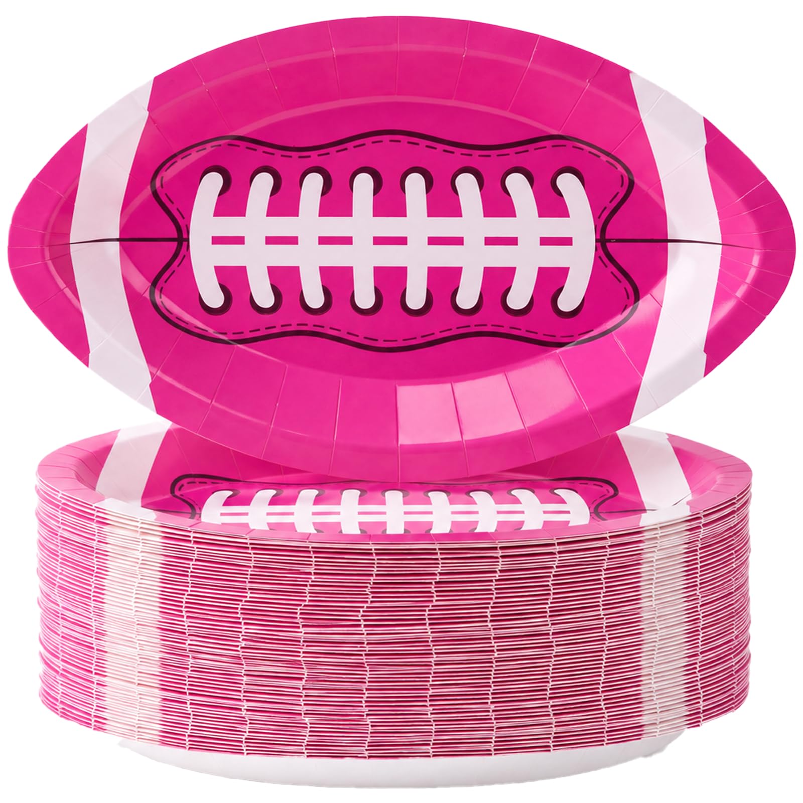 60 Pcs Hot Pink Football Plate 10'' Breast Cancer Party Decoration