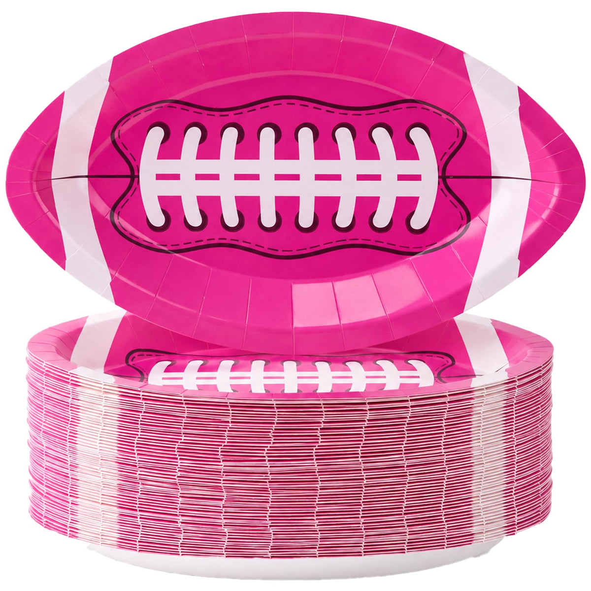 60 Pcs Hot Pink Football Plate 10'' Breast Cancer Party Decoration
