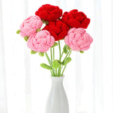 6 Pcs Valentine'S Day Crochet Flowers Handmade Artificial Knitted Rose Bouquet Crochet Rose Appreciation Anniversary Birthday Gift For Women Mother Wife Valentines Home Decor (Red,Pink)