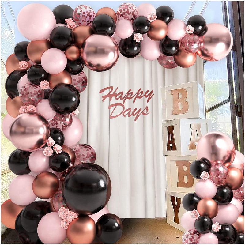 18Inch Metallic Chrome Rose Gold Pink Black Balloons Balloon Garland A