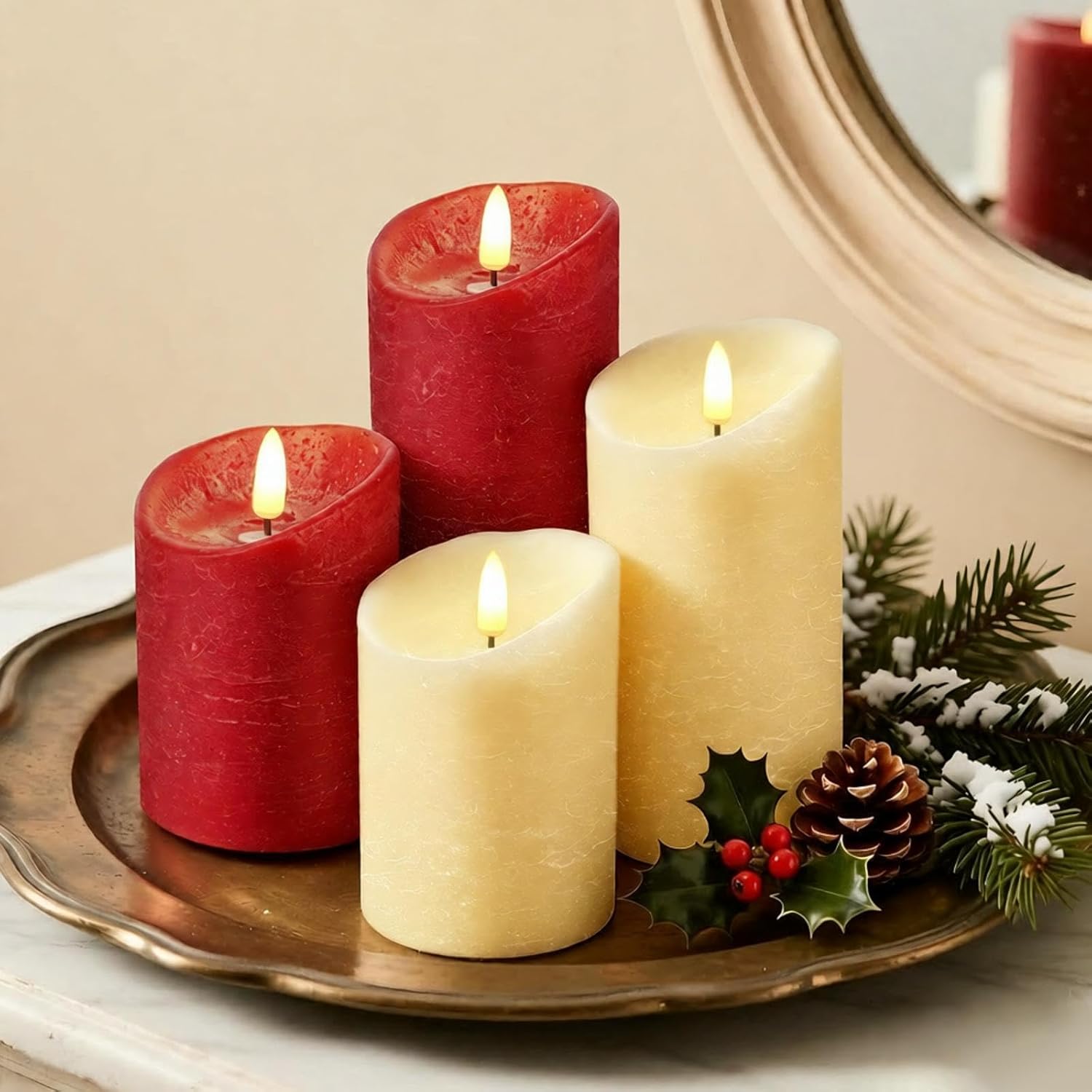 Flameless Candles, Battery Operated Led Lights Candle 3 Pack, Christmas Decorations Home Decor, Flickering Light White Pillar Candles With Real Wax Remote Control Timer. 3X3, 3X4, 3X5 Inches, White