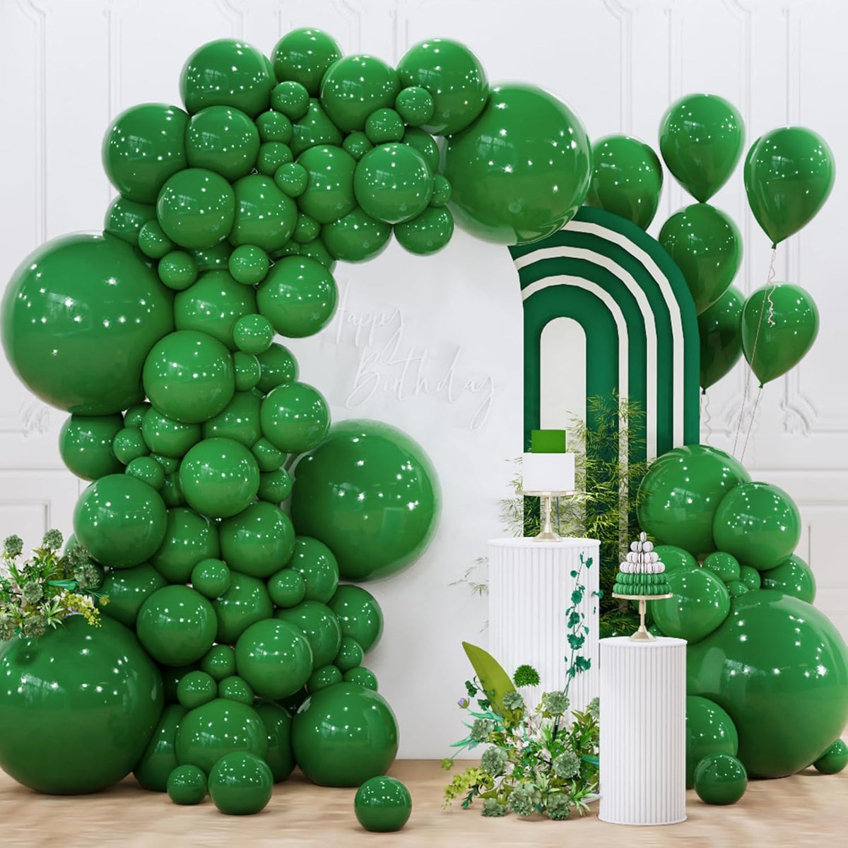 Dark Green Balloons 140Pcs Different Sizes Of 18 12 10 5 Inch Emerald Hunter Forest Green Balloon Arch Kit For Birthday Christmas Graduation Dinosaur Jungle Theme Party Decorations Green-Y56
