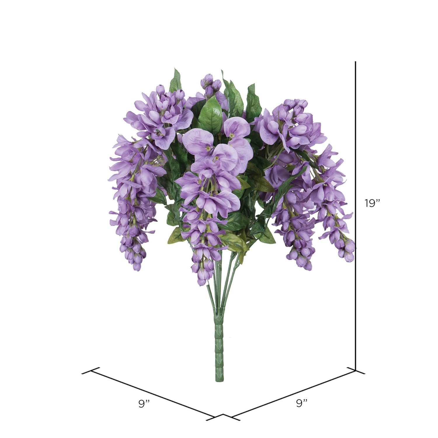 Vickerman Everyday Artificial Lavender Wistera Bush 19" Long - Sophisticated Faux Flowers with Lifelike Appearance for Indoor Use - Add Charm to Your Space with These Maintenance-Free Fake Bushes