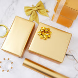 Metallic Gold Wrapping Paper Roll With Cut Lines - Solid Gold Holiday Gift Wrap For Graduation, Birthdays, Baby Shower, Wedding, Christmas - 17.5 In X 33 Ft (48 Sq. Ft), Easy To Cut