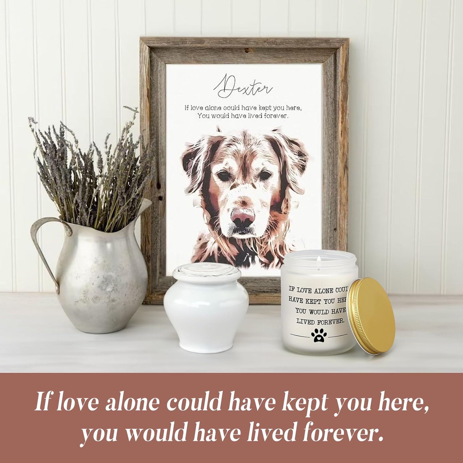 Pet Memorial Gifts For Loss Of Dog Cat, Sympathy Gift For Pets Loss, Dog Bereavement Cat Memorial Candle, Remembrance Present In Memory Of Cat, Passing Away Condolence Presents For Friends Pet Owner