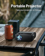 2024 WiFi Mini Projector, 1080P, 200", w/ Tripod & Bag, iOS/Android Compatible