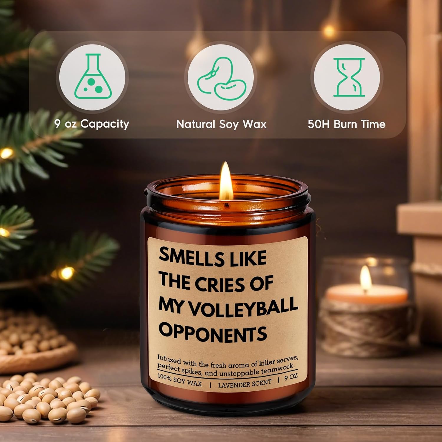 Scented Candle - Volleyball Gifts For Teen Girls, Team - Volleyball Accessories, Stuff For Girls, Coach - Funny Valentines Day, Birthday Gifts Ideas For Volley Ball Players, Teens, Boys, Women