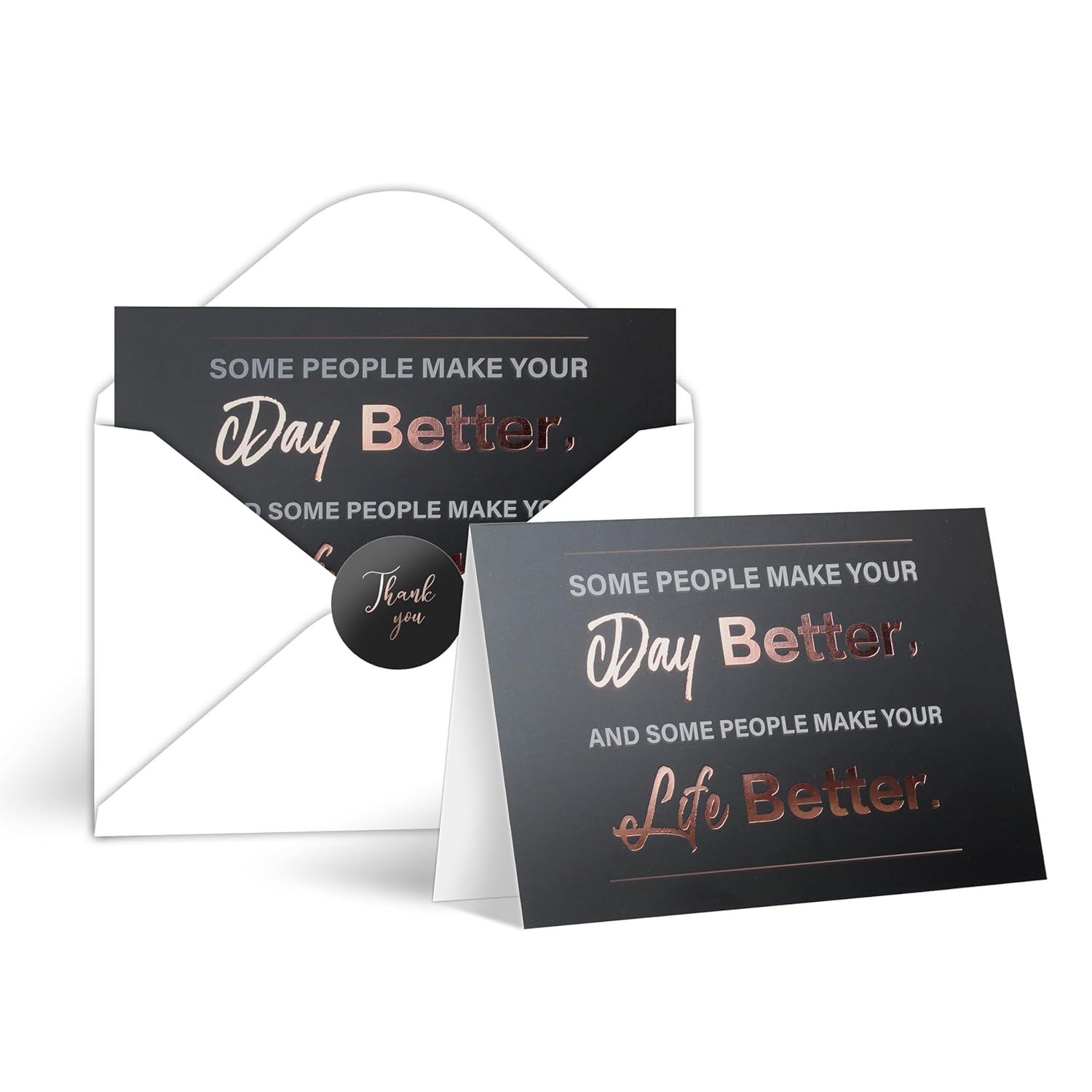 30 Pack Box Of Thank You Cards With Envelopes Bulk Set & Stickers, Blank Thank You Notes Cards With Message Inside, 6×4 Inches, Thank You Note For Employees, Teacher, Birthday, Graduation, Small Business ? Holiday - Black