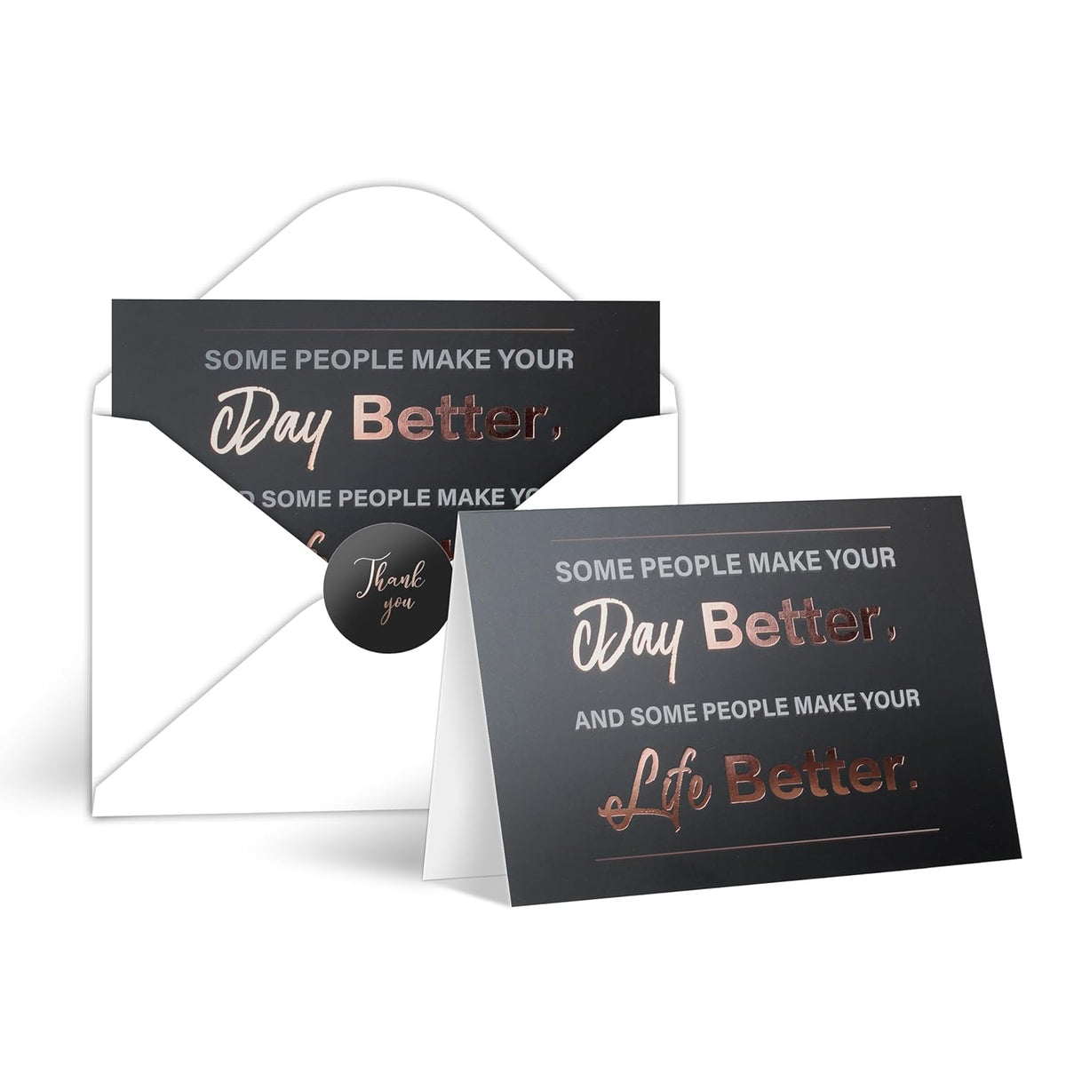 30 Pack Box Of Thank You Cards With Envelopes Bulk Set & Stickers, Blank Thank You Notes Cards With Message Inside, 6×4 Inches, Thank You Note For Employees, Teacher, Birthday, Graduation, Small Business ? Holiday - Black